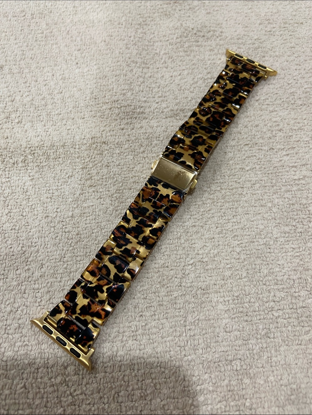 Gold-Tone Leopard Print Watch Band for Women